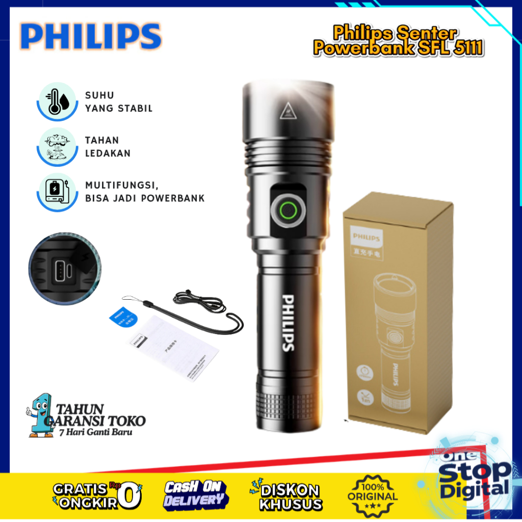 Jual Philips SFL5111 Senter LED Explosion Proof Aluminium Alloy 13W ...