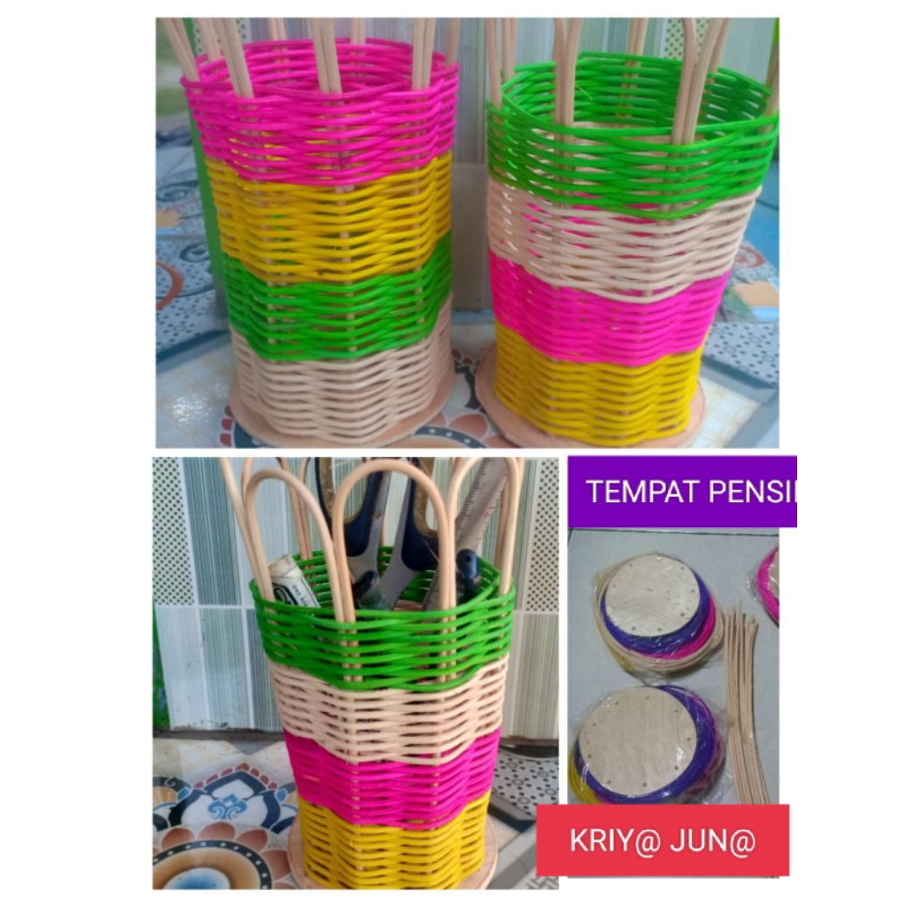 bahan anyaman rotan siap rakit bentuk tempat pensil,/prakarya rotan/ kerajinan tangan ketrampilan sekolah termurah .