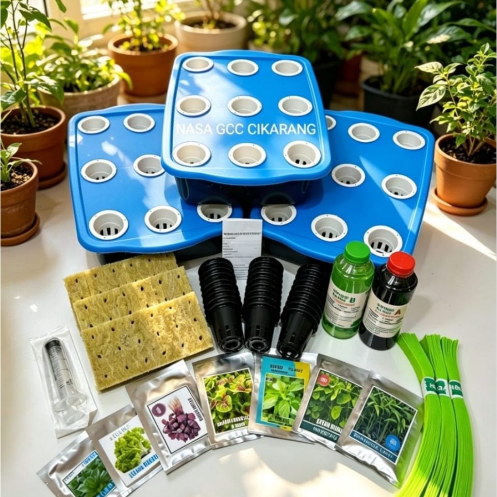 PAKET HIDROPONIK LENGKAP 3 BAK 27 LUBANG - STARTER KIT SET PEMULA KODE 03