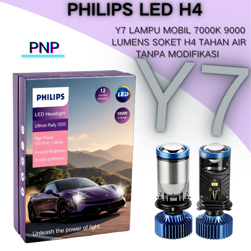 Philips H4 Y7 LED Lampu Mobil Ultra Terang 90000Lumens 12V 24V Cocok Mobil MPV & Truk Ringan