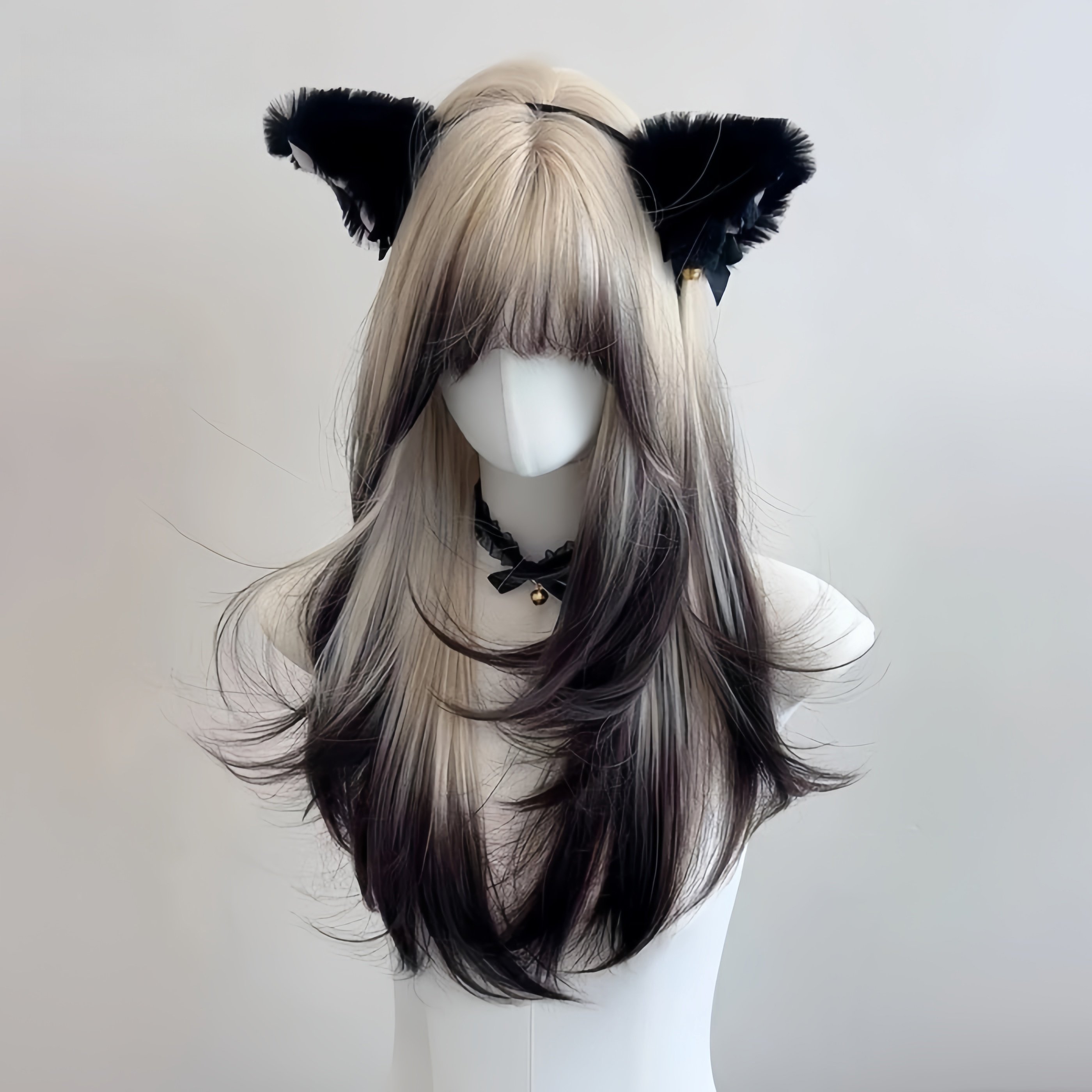 Jual Wig full kepala Rambut palsu panjang lurus layer Siam Cat Gradient ...