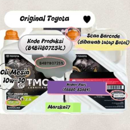 Jual Oli Mesin TMO 10W-30 Formula Lite 3.5 Liter Kode Part O8880-85984 ...
