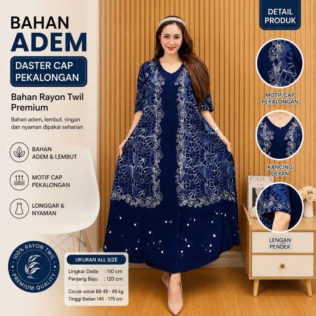 Daster Batik Cap Rayon Premium Kekinian Terbaru Busui Resleting Depan Pekalongan