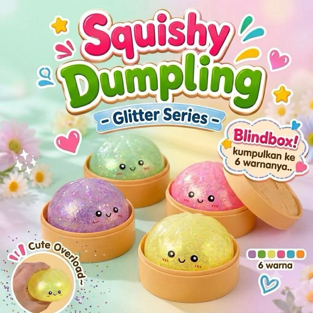 [1 PCS] DUMPLING SQUISY JUMBO Lucu Anti Stress / Mainan Anti Stress Empuk Slow Rising / Squishy Bakpao Imut dalam Box