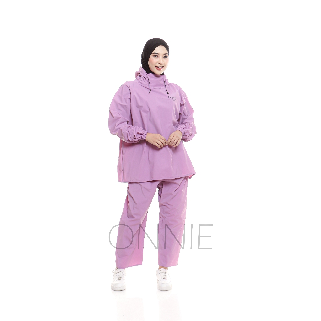 Onnie Hoodie Jas Hujan Setelan Celana Bonus Tas foto 1
