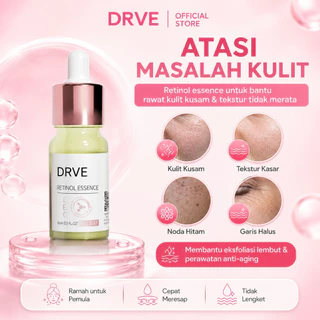 DRVE Retinol Essence 10ml Serum Wajah Mencerahkan | Serum Retinol Malam untuk Kulit Kusam, Noda Hitam, Bekas Jerawat, Garis Halus, Tekstur Tidak Merata, Skin Barrier, Ringan Tidak Lengket