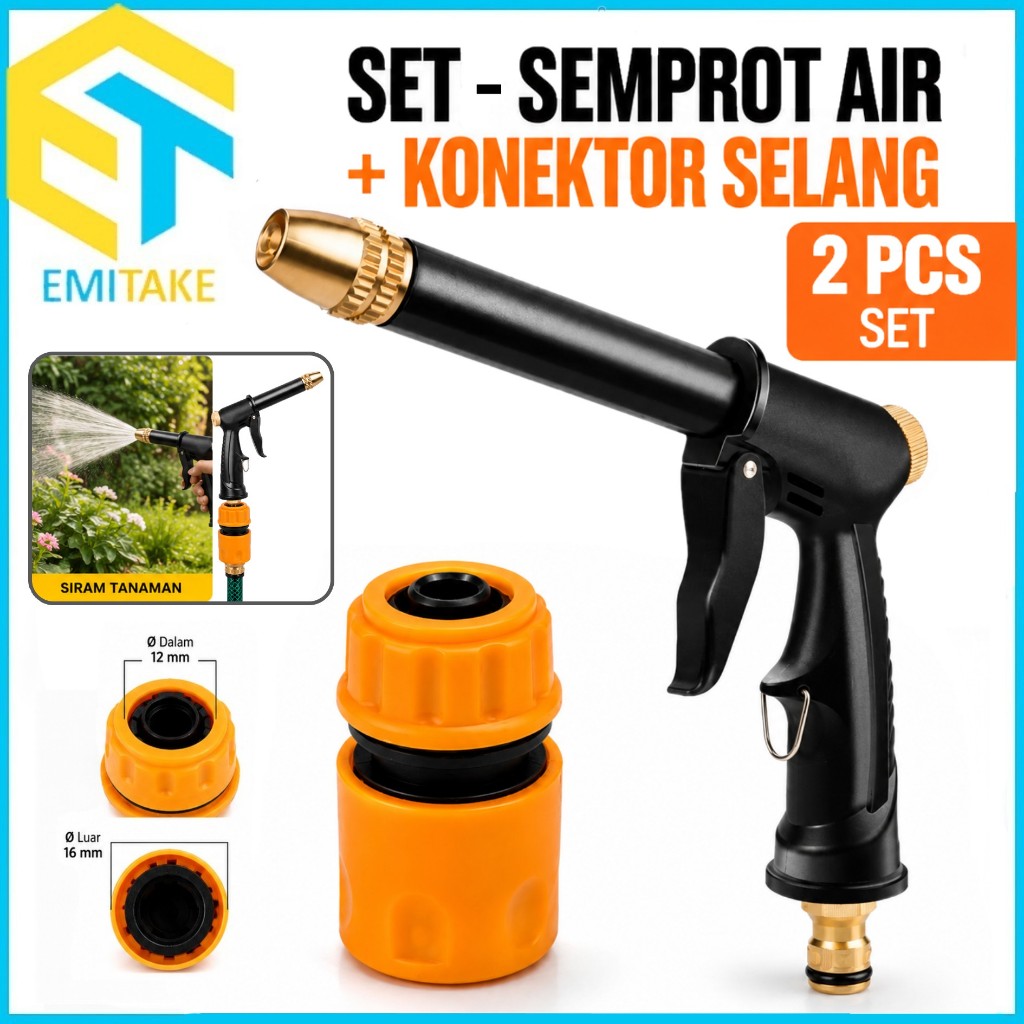 Jual Nozzle Semprotan Air Model Pistol + Konektor Selang Air Quick ...