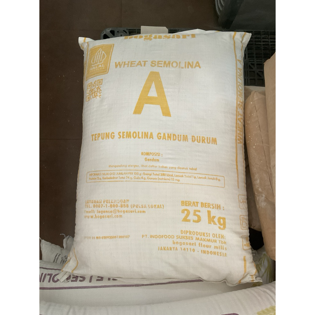 Jual BOGASARI Tepung Semolina Gandum Durum A 25kg free plastik | Shopee ...