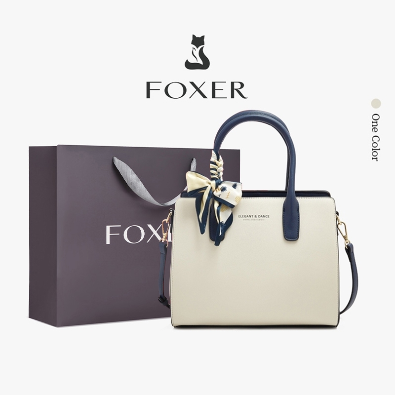 FOXER Tas Tangan Kulit Asli Wanita Tas Bahu Sederhana Dan Elegan Tas Selempang Mewah Ibu