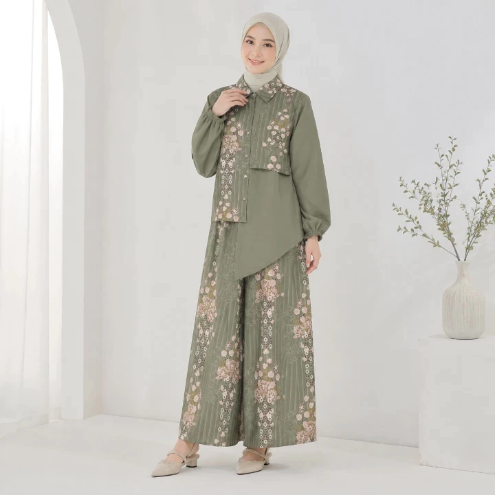 FADFAD Setelan One Set Wanita | Setrok Atasan Baju dan Rok | Motif Patchwork Kombinasi Unik | Gaya Korean Style Modis Kekinian | OOTD Kasual Santai Hangout Daily | Outfit Pakaian Hijab Aesthetic | Import Premium Terbaru Mewah Trendi Elegan