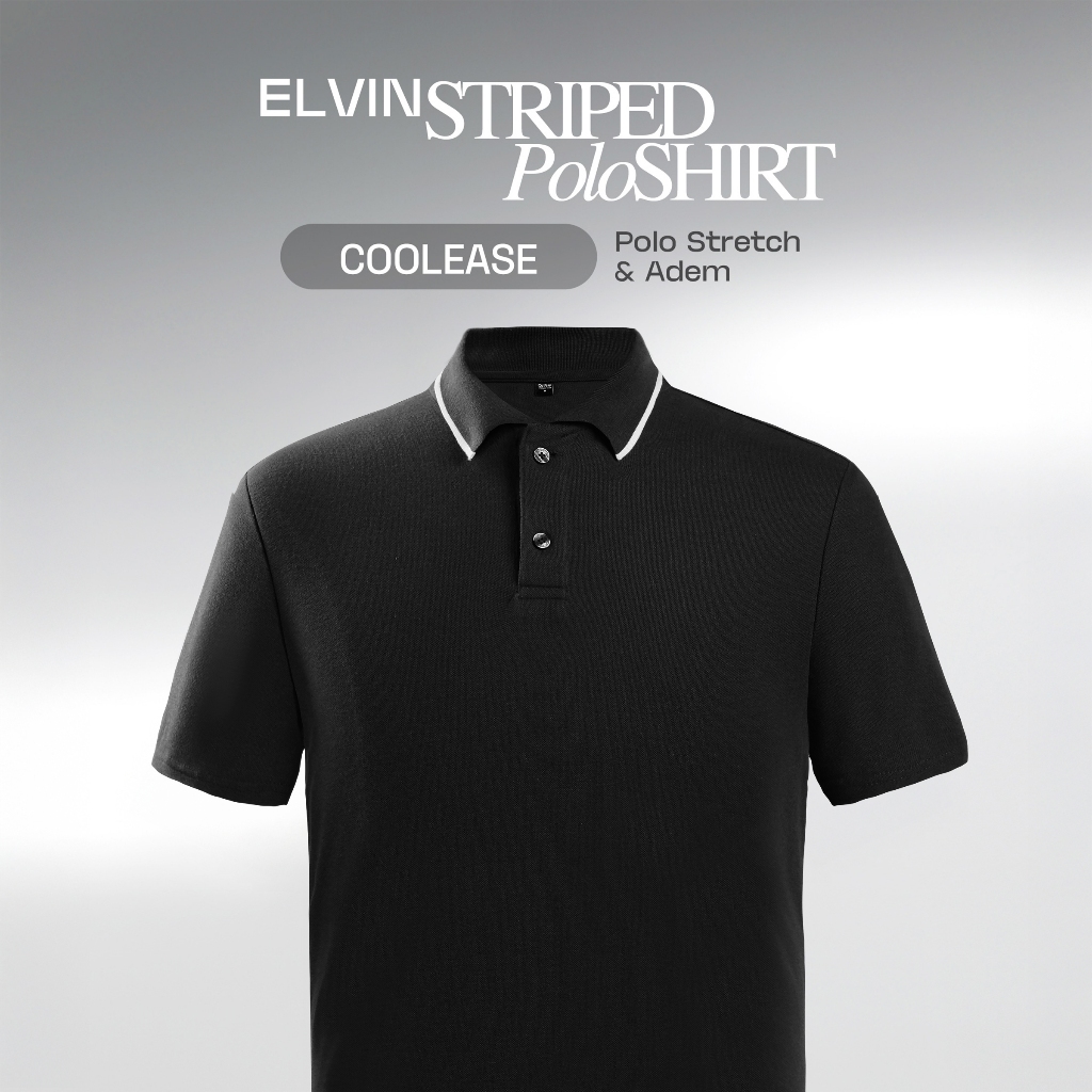 CUTOFF Elvin Striped Polo Shirt Baju Kaos Berkerah Lengan Pendek Polos Pria