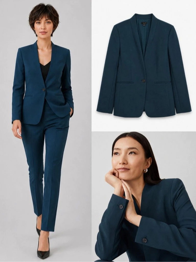 Blazer Formal Wanita Kantoran AT Collarless Long Blazer - 3092