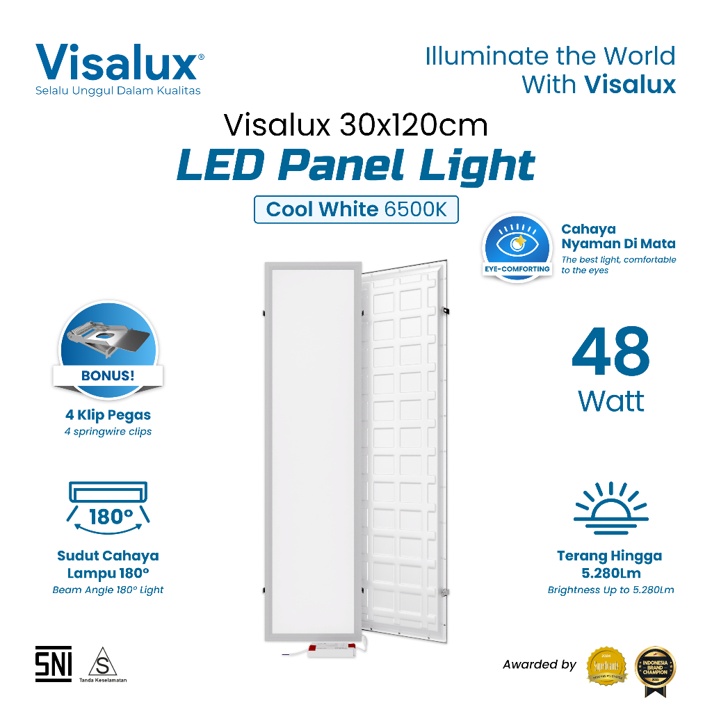 Jual Visalux LED Panel Light Inbow 48W 6500K 30 x 120 cm - Lampu Plafon ...