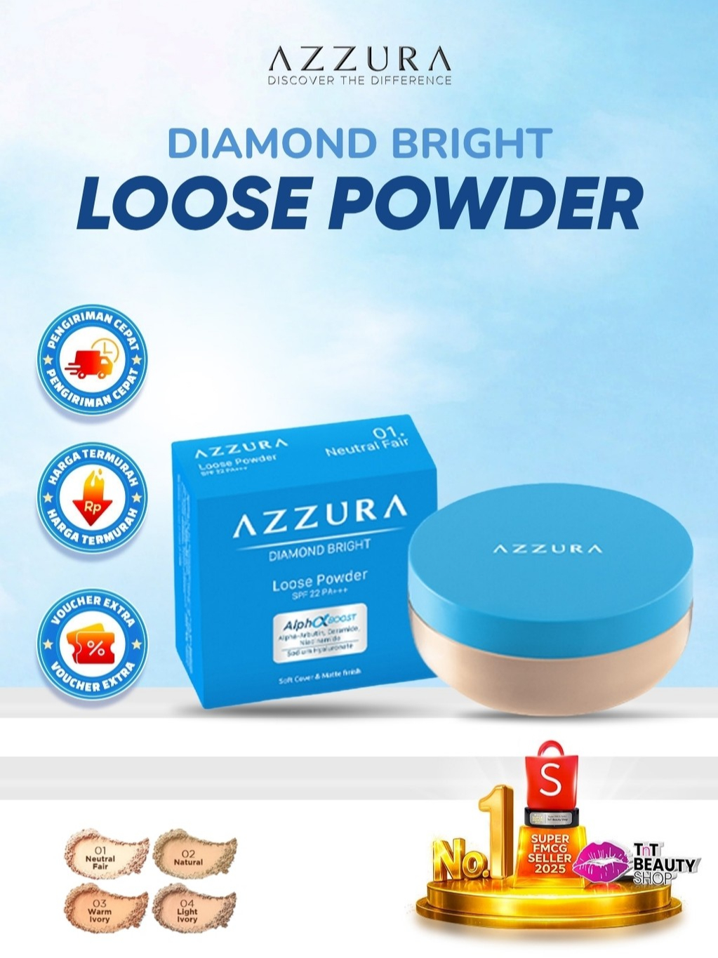Jual Azzura Loose Powder Diamond Bright | TnT Beauty Shop | Shopee ...