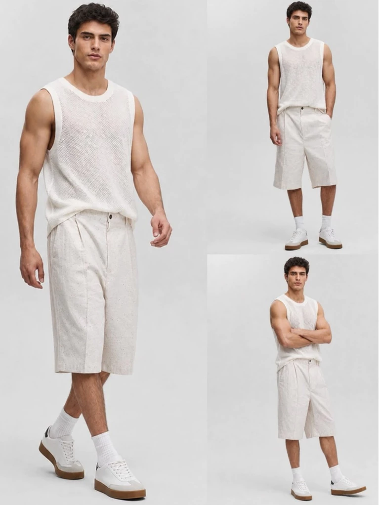 Celana Pendek Pria MO Men's Oversized Speckled Textured Shorts - 2985