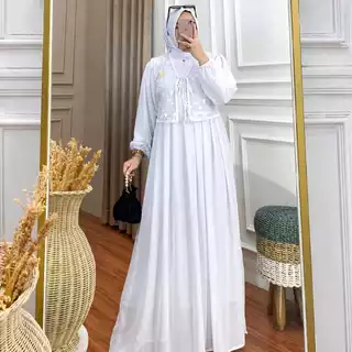 Gamis Jumbo Kinar Dress Premium Crinkle Airflow Motif Rendra Resleting Depan 4 Warna