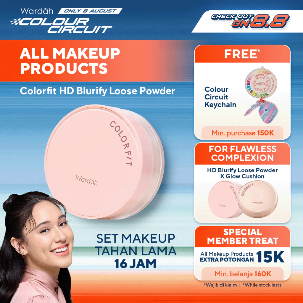 NEW! WARDAH Loose Powder Colorfit HD Blurify Loose Powder - Bedak Tabur Tahan Lama 16 Jam Oil Control Tahan Minyak Menyamarkan Pori - CICA, Halal, Non Acnegenic, Non Comedogenic, Dermatologically Tested, All Skin Type,Bedak Sashfir -Makeup - foto 1