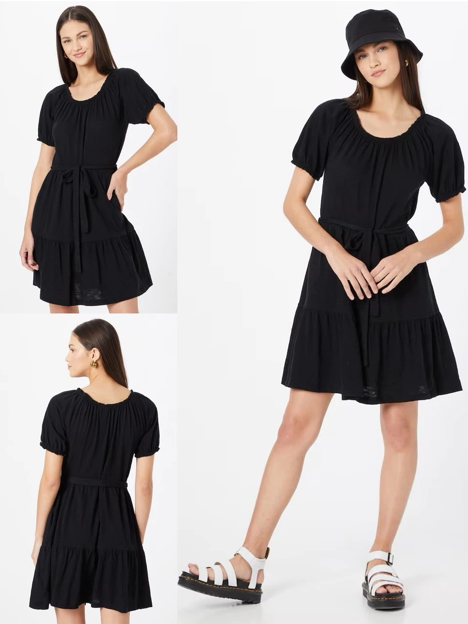 Dress Mini Wanita GP Women's Puff-Sleeve Belted Dress - 3113