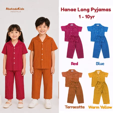 Hanae Long Pyjamas Piyama Anak – Baju Tidur Anak – Set Anak – Baju Tidur Anak 1-10 Tahun