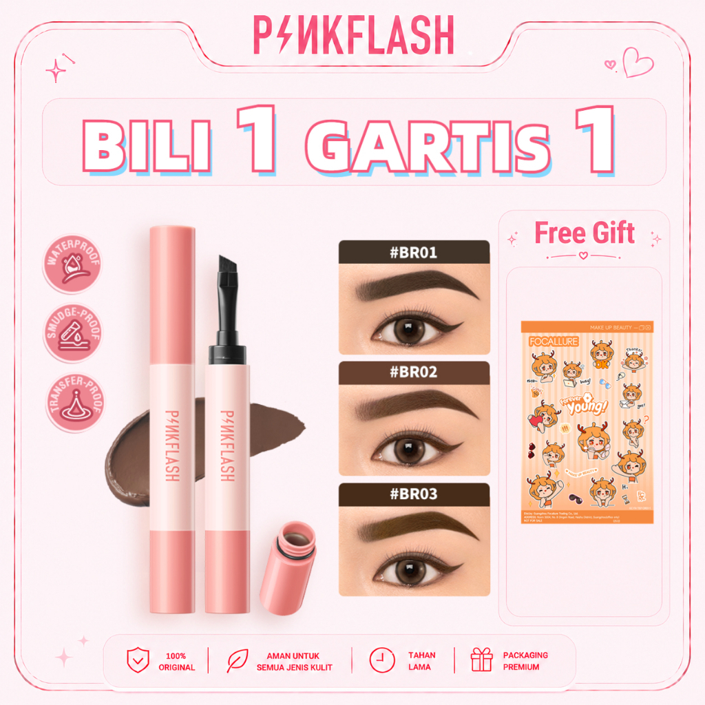 PINKFLASH Waterproof Long-lasting Eyebrow Pomade Cream High Pigment Eye Brow Smudge-proof Non-caking Soft Smooth Quick-Shaping Eyes Makeup