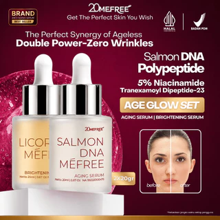 Age Glow Set | 20Mefree Serum Anti Aging Salmon DNA + Serum Brightening Licorice Cegah Flek Hitam