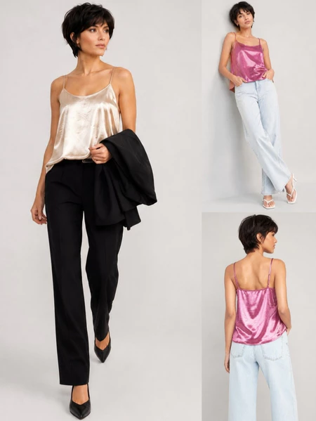 Tanktop Camisole Bahan Satin Mewah OLN Satin Cami Tank Top - 3312