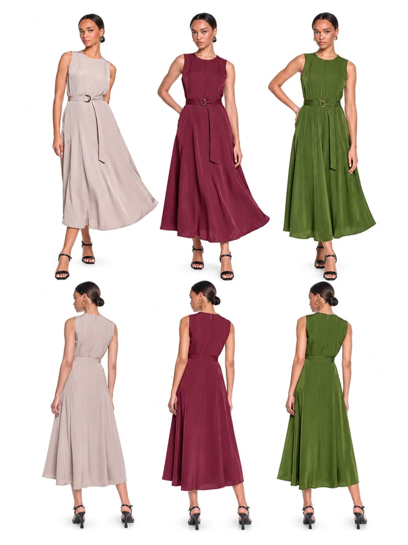KL Belted Sleeveless Midi Dress (Belt di Checkout Terpisah/ Bundling) - 3277