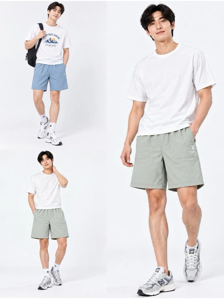 Celana Pendek Cowo PLH Men’s Lightweight Elastic Waist Casual Sport Shorts - 3194