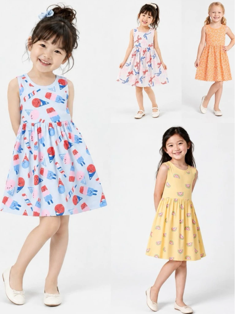 Dress Anak ABG Bahan Katun Adem GP Kids Print Jersey Dress - 2840