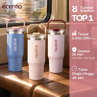 ecentio Ngantor Cantik Tumbler Stainless Vacuum 900ml tumbler tahan panas dingin 24 jam tumbler aesthetic outdoor sport lari Portable Thermos Botol minum besar