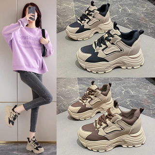 Sepatu Sneakers Wanita Hitam 7cm Korea Style