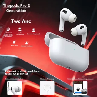 Headset Bluetooth ThePods Pro 2 2nd Generation Anc In Ear Earphone Bluetooth with USB-C Charging Up to 2X More Active Noise Cancelling Tws Bluetooth Full bass Adaptive and Spatial Audio + IMEI & Serial Number Detectable For iOS Dan Android headset iphone
