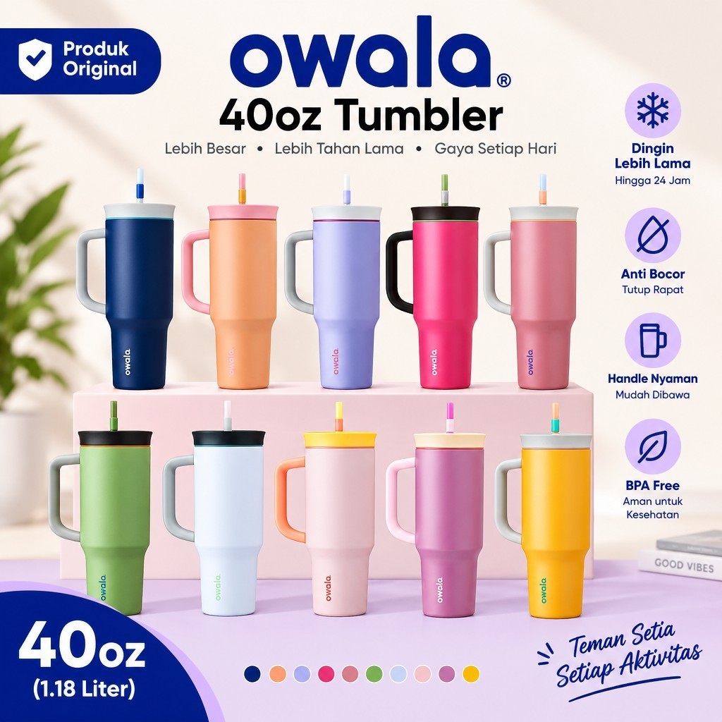 Jual [READY STOCK] Owala FreeSip Tumbler 40oz – Stainless Steel, Anti ...