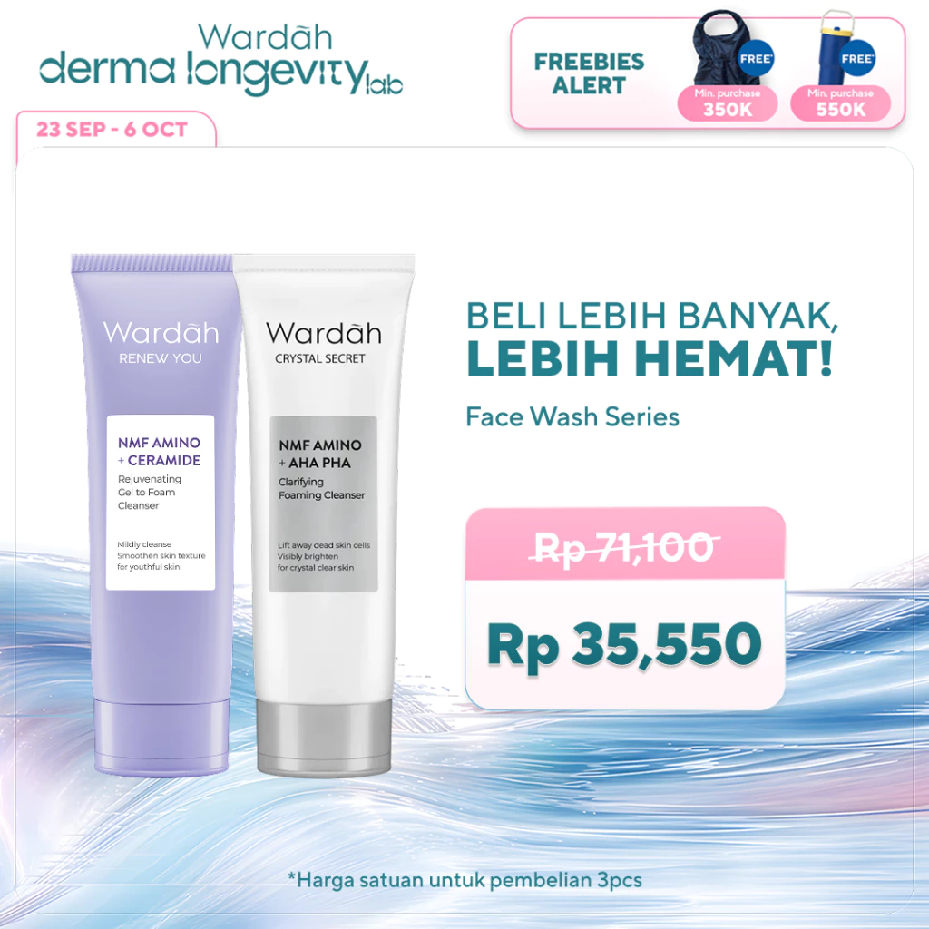 WARDAH Facial Wash All Series - Acnederm, C-Defense, Lightening Lightplus, Perfect Bright Now, Nature Daily, Crystal Secret, Renew You, Hydra Rose, NMF Amino Gel Cleanser - Face Wash, Sabun Cuci Muka - Skincare