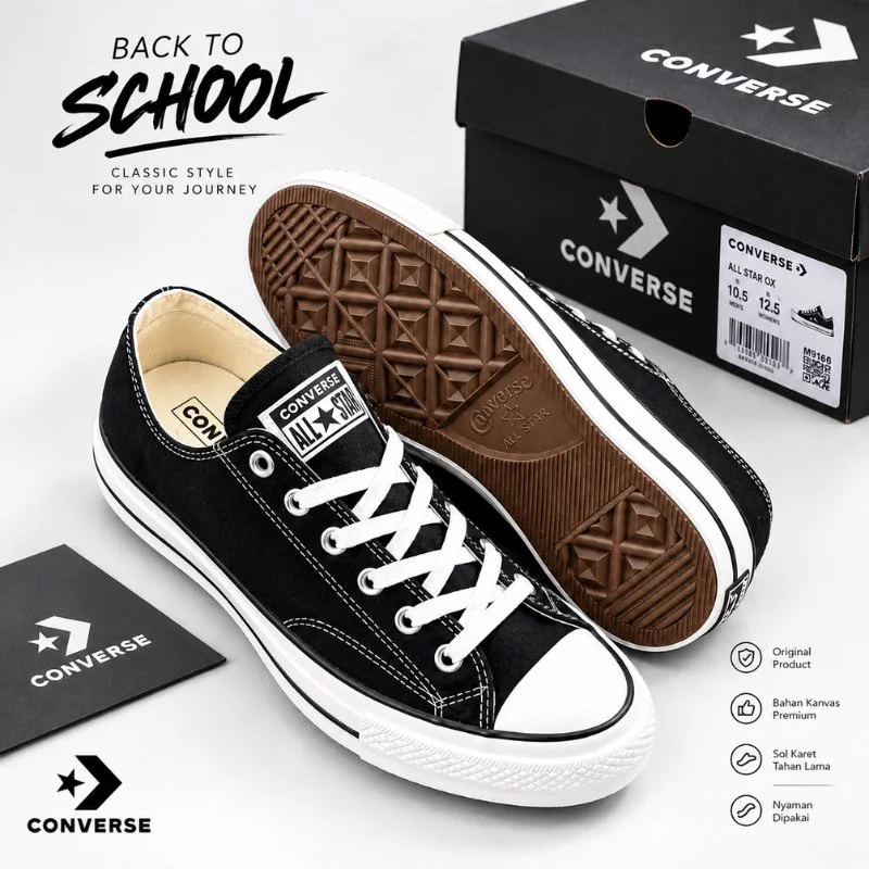Sepatu converse allstar low black white Sepatu NB sekolah Pria Wanita TERLARIS