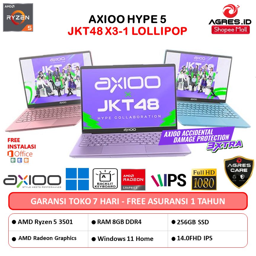 Jual LAPTOP AXIOO HYPE 5 AMD JKT48 X3-1 LOLLIPOP RYZEN 5 3501 RAM 8GB ...