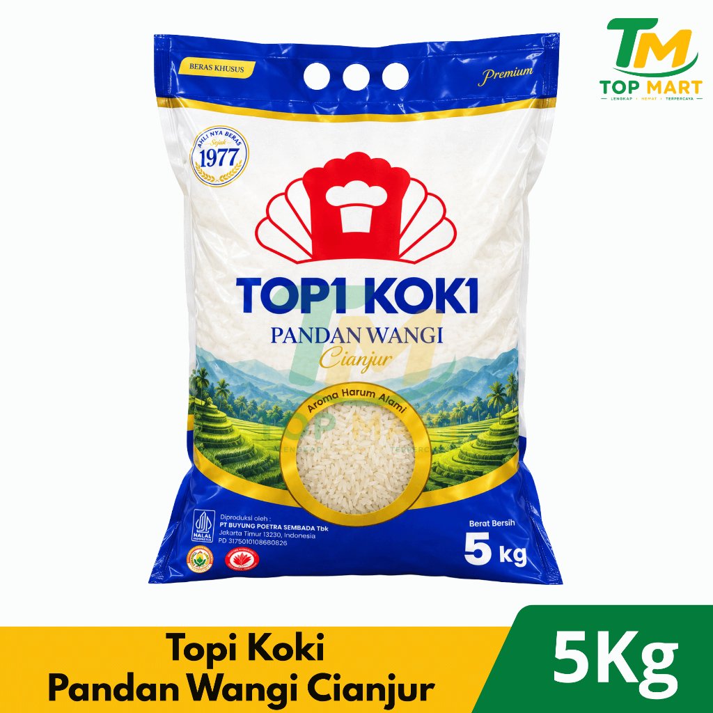 Jual BERAS TOPI KOKI PANDAN WANGI CIANJUR PREMIUM 5KG | Shopee Indonesia