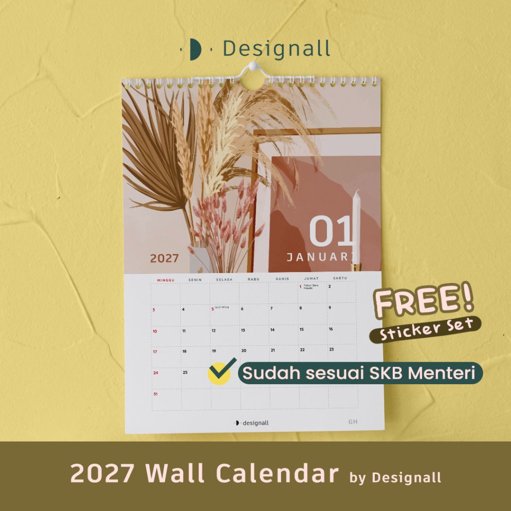 Jual DESIGNALL KALENDER DINDING AESTHETIC 2026 / 2027 A3+ SPIRAL GH ...