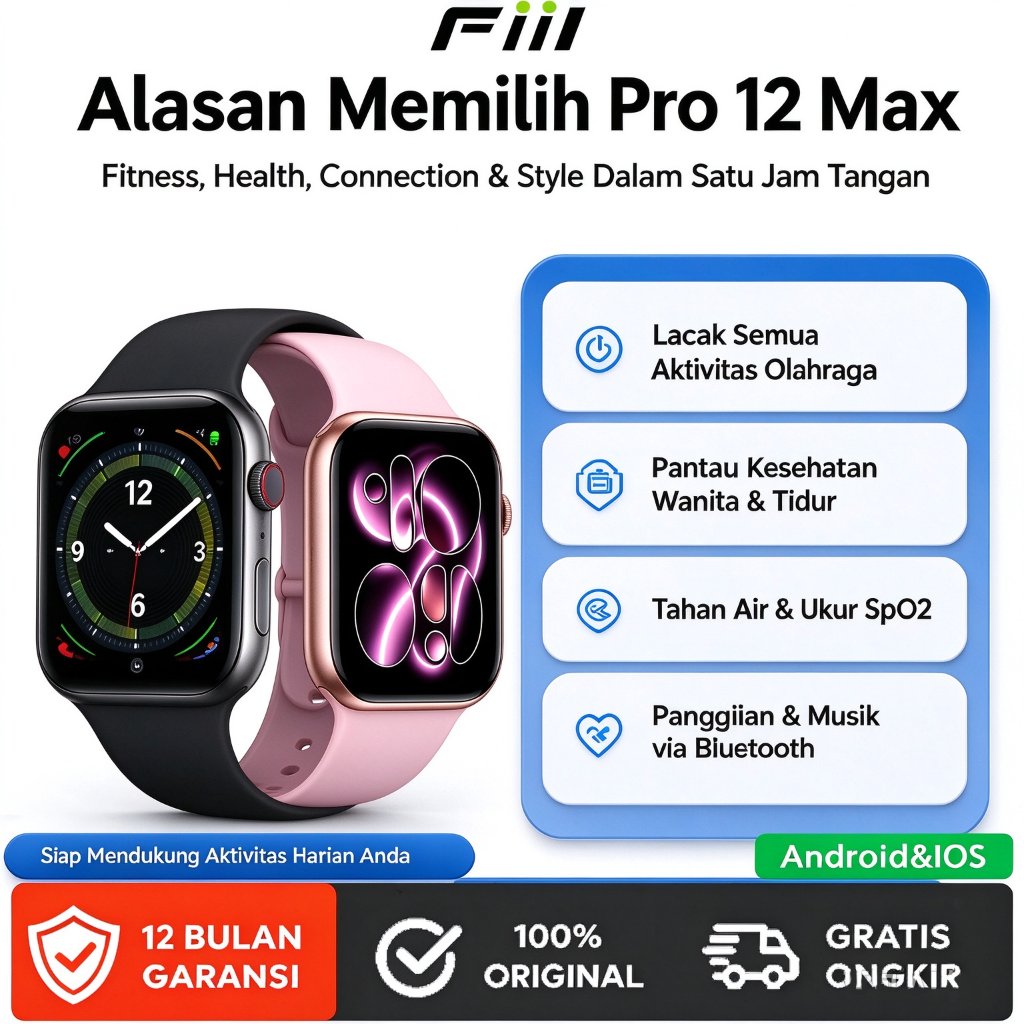 Jual FIIL S12 Pro Max Smartwatch 2026 New Arrival AMOLED Full Touch ...