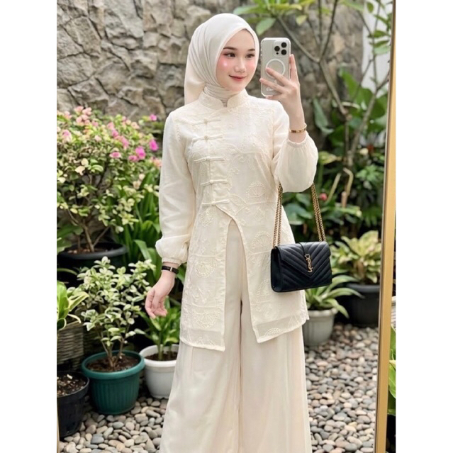 [ORI] MARA BLOUSE LD 110 EMBROIDERY TILLE HYGET BRUKAT CHANTILLY ATASAN WANITA PESTA KERJA FORMAL KEKINIAN TERBARU TREND foto 1