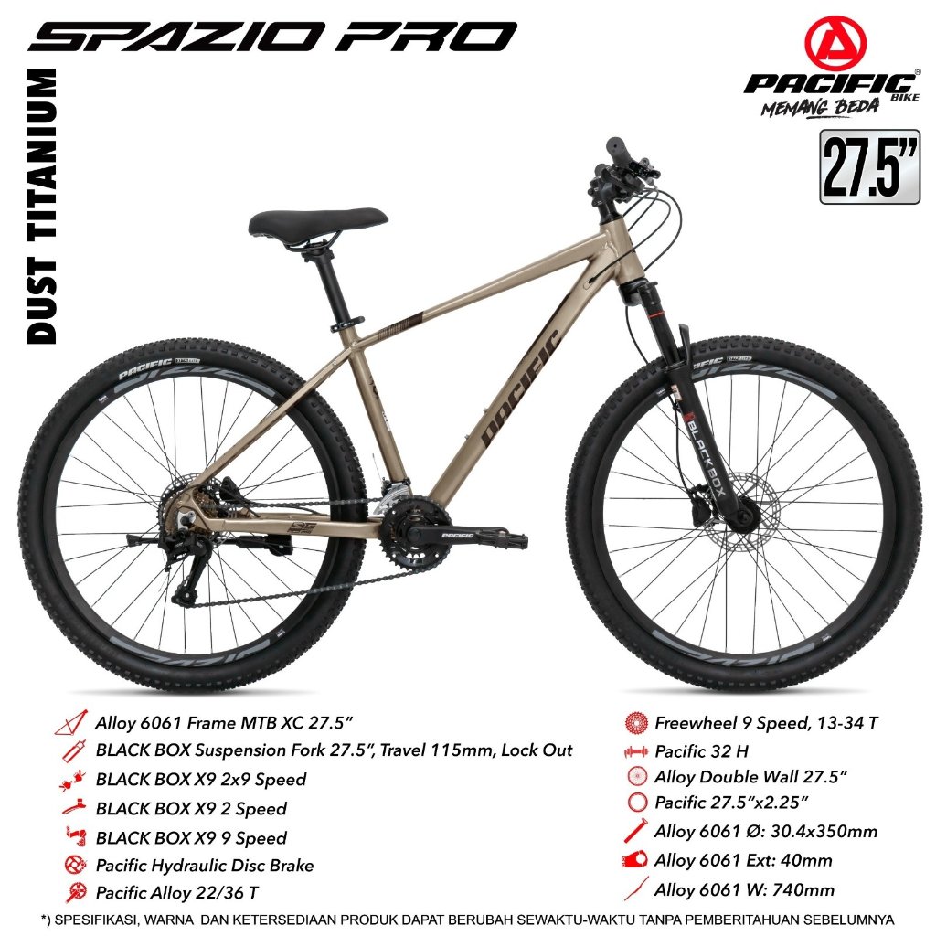 Jual Sepeda Gunung MTB PACIFIC SPAZIO PRO BLACKBOX 2 x 9 speed frame ...