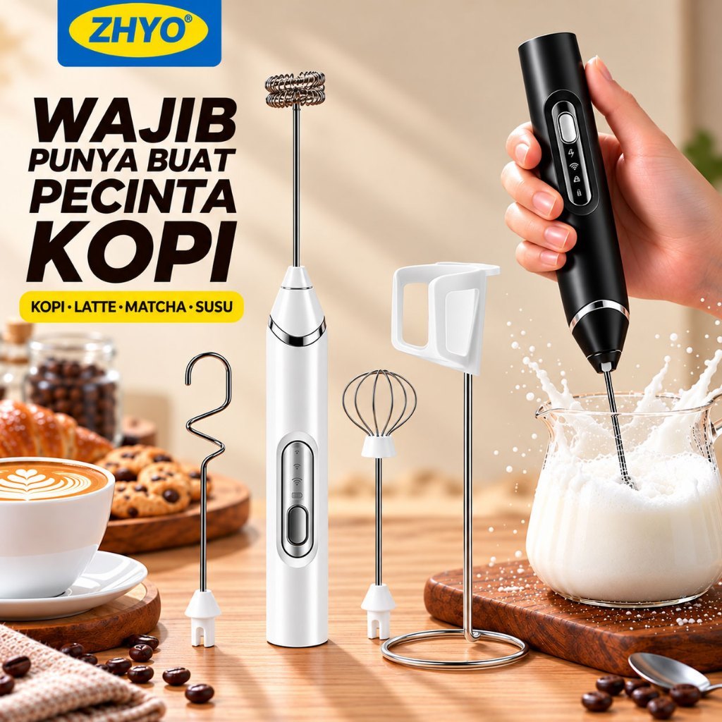 ZHYO Mini Mixer USB 3 Speed Portable Milk Frother