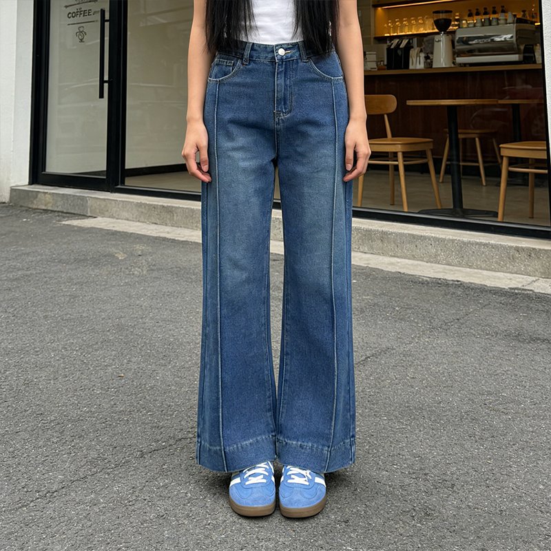 Ulady Longgar Flared Pants - Desain Kekinian High Waist Celana Lonceng Wanita Celana Jeans Panjang 210 foto 3