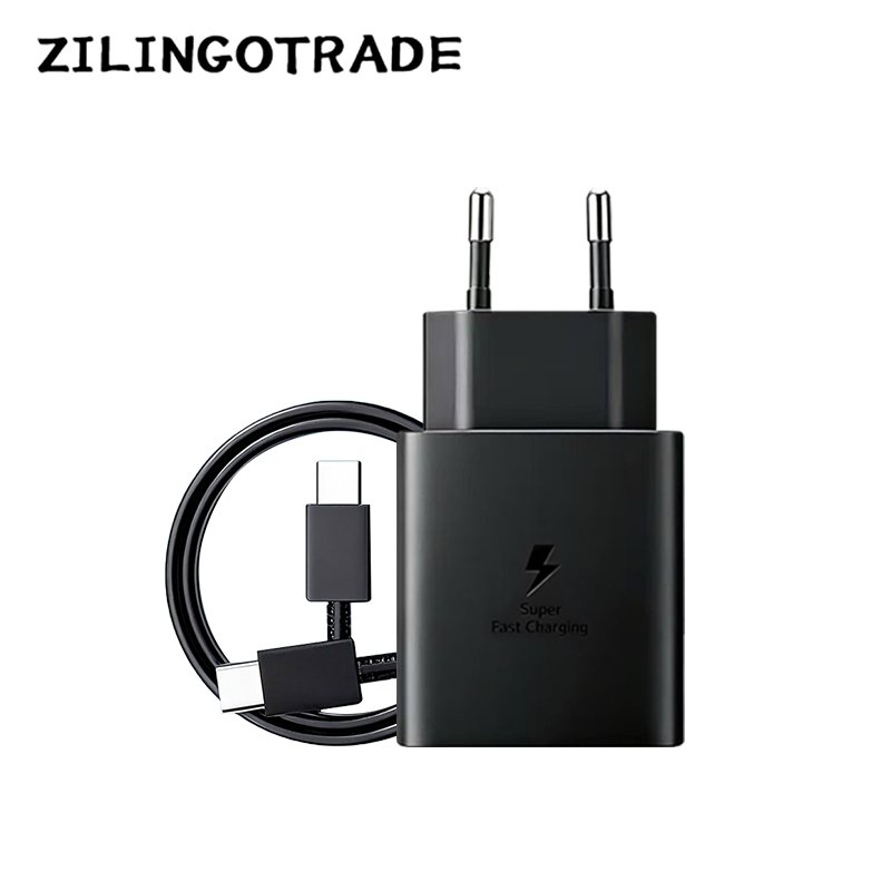 Original 100% Samsung Charger 45W Power Adapter Super Fast Charging Type C To C Black/White