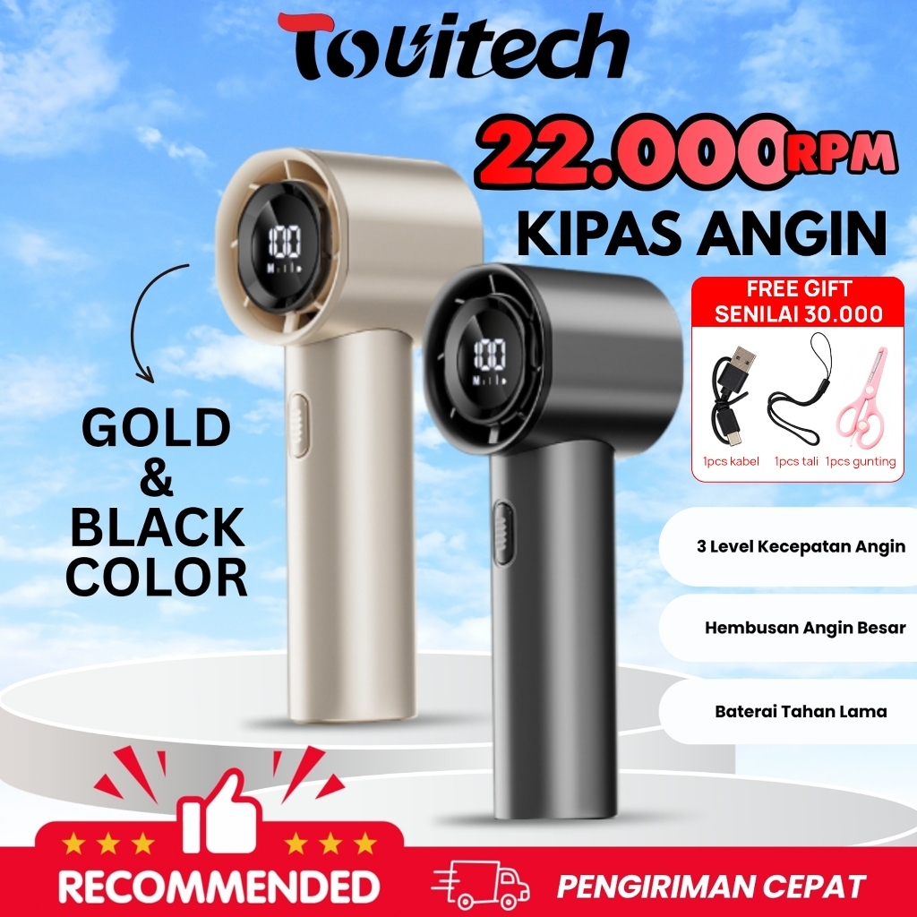 Jual (Sleek Premium Look)TOUITECH Kipas Angin Mini Genggam Portable ...