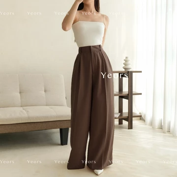 YEORS Hana Pants Celana Wide Kulot Polyester Anti Kusut Trousers Kantor Formal Casual Woman