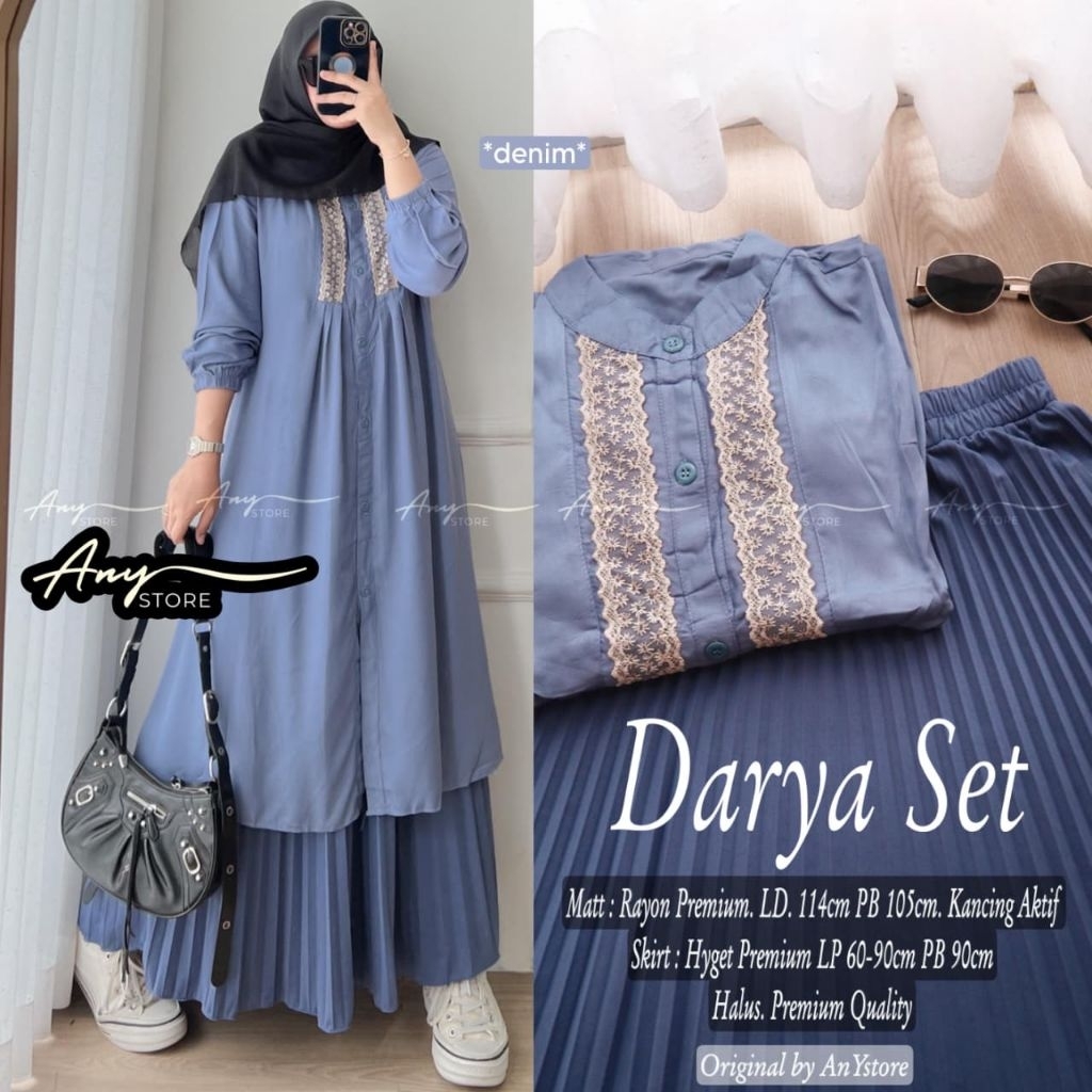 Jual Darya Set Tunik Rayon Rok Plisket (Any) | Shopee Indonesia