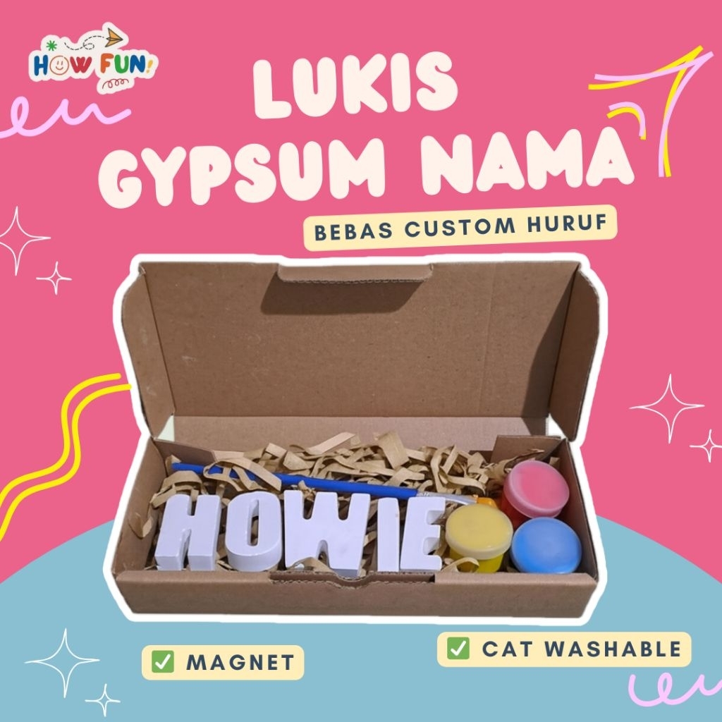 Jual HOW FUN Lukis Gipsum Nama Magnet Huruf Alfabet Gypsum Painting Kit ...