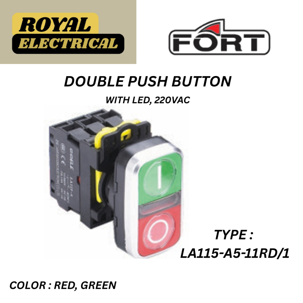 Jual DOUBLE PUSH BUTTON MERK FORT / 22MM / RED-GREEN - Type LA115-A5 ...