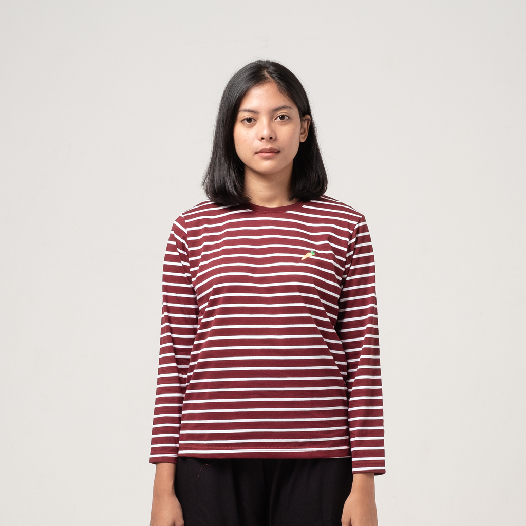Dama Kara T-Shirt Strippie Carrot Maroon